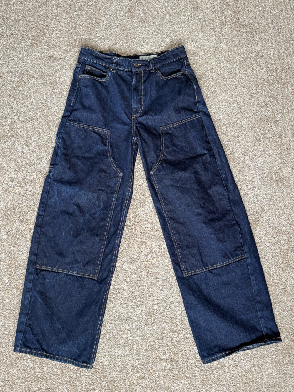Zara Dark Wash Wide Leg Cargo Jeans Size 6